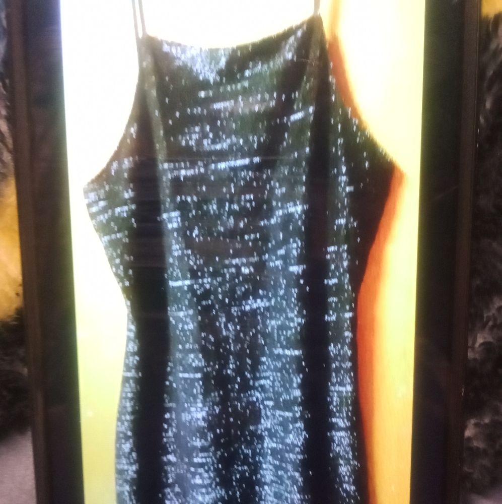 Rhapsody party metallic silver mini dress Med. size